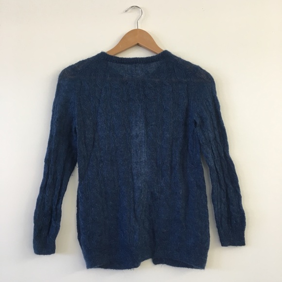 Joe Fresh Blue Cable Knit Mohair Cardigan SZ S/XS - Picture 3 of 3